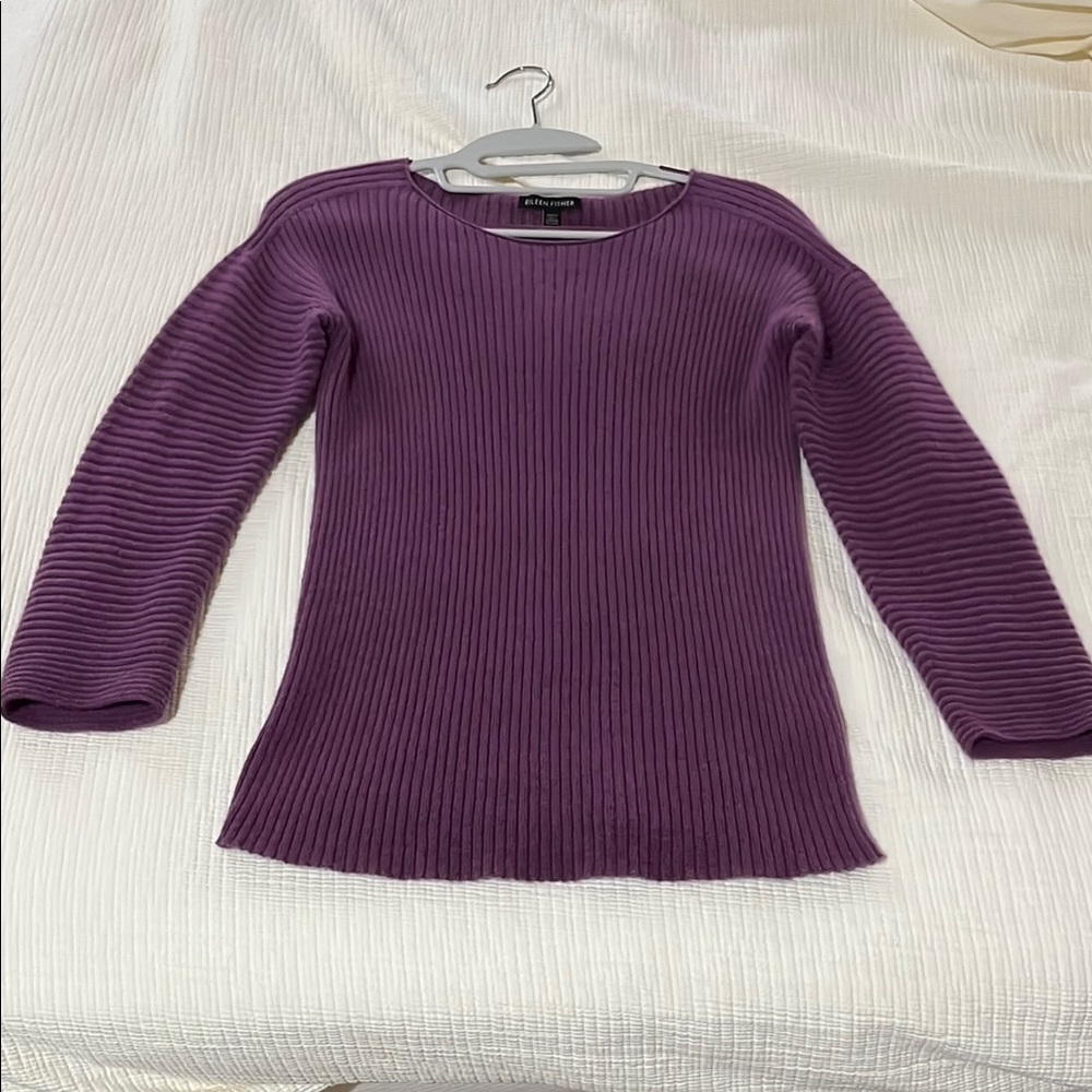 Eileen Fisher Seamless Italian Cashmere Sweater Currant Purple XS